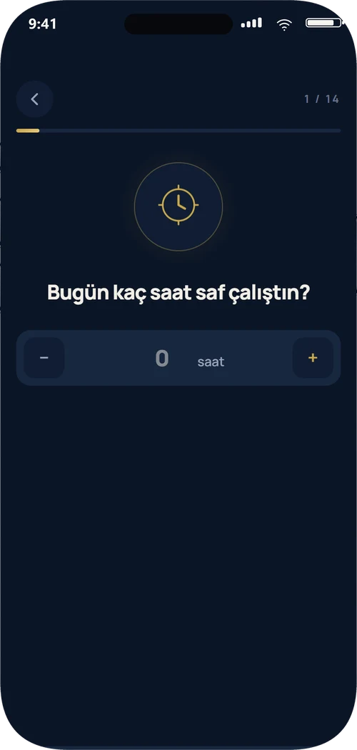 NeuroProtocol HQ günlük giriş: bugün kaç saat saf çalıştın sorusu
