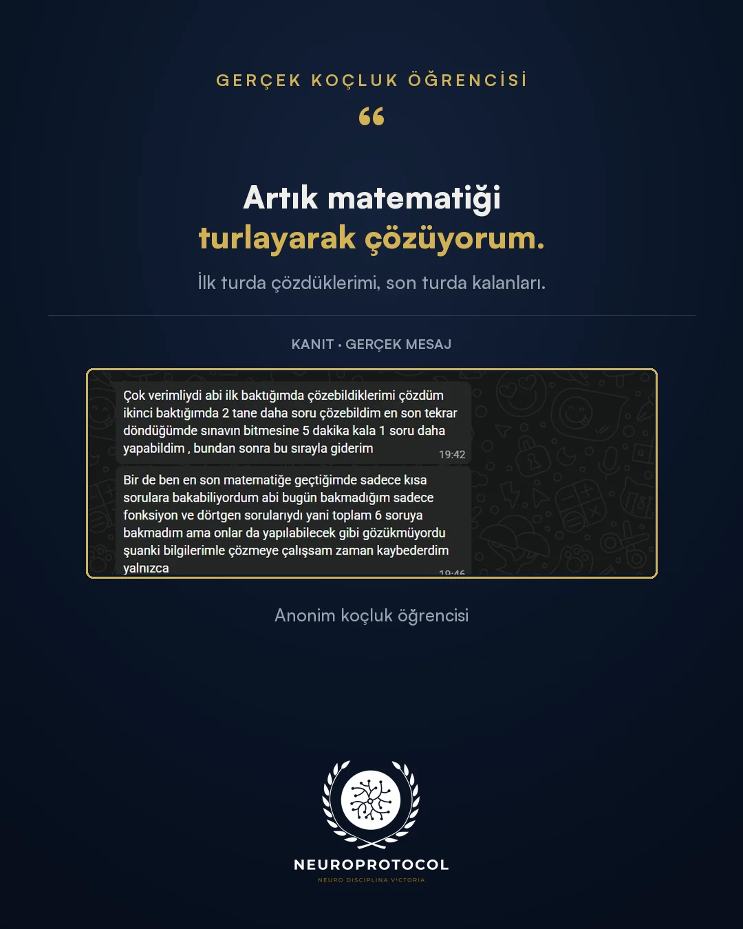 Öğrenci mesajı: artık matematiği turlayarak çözüyorum